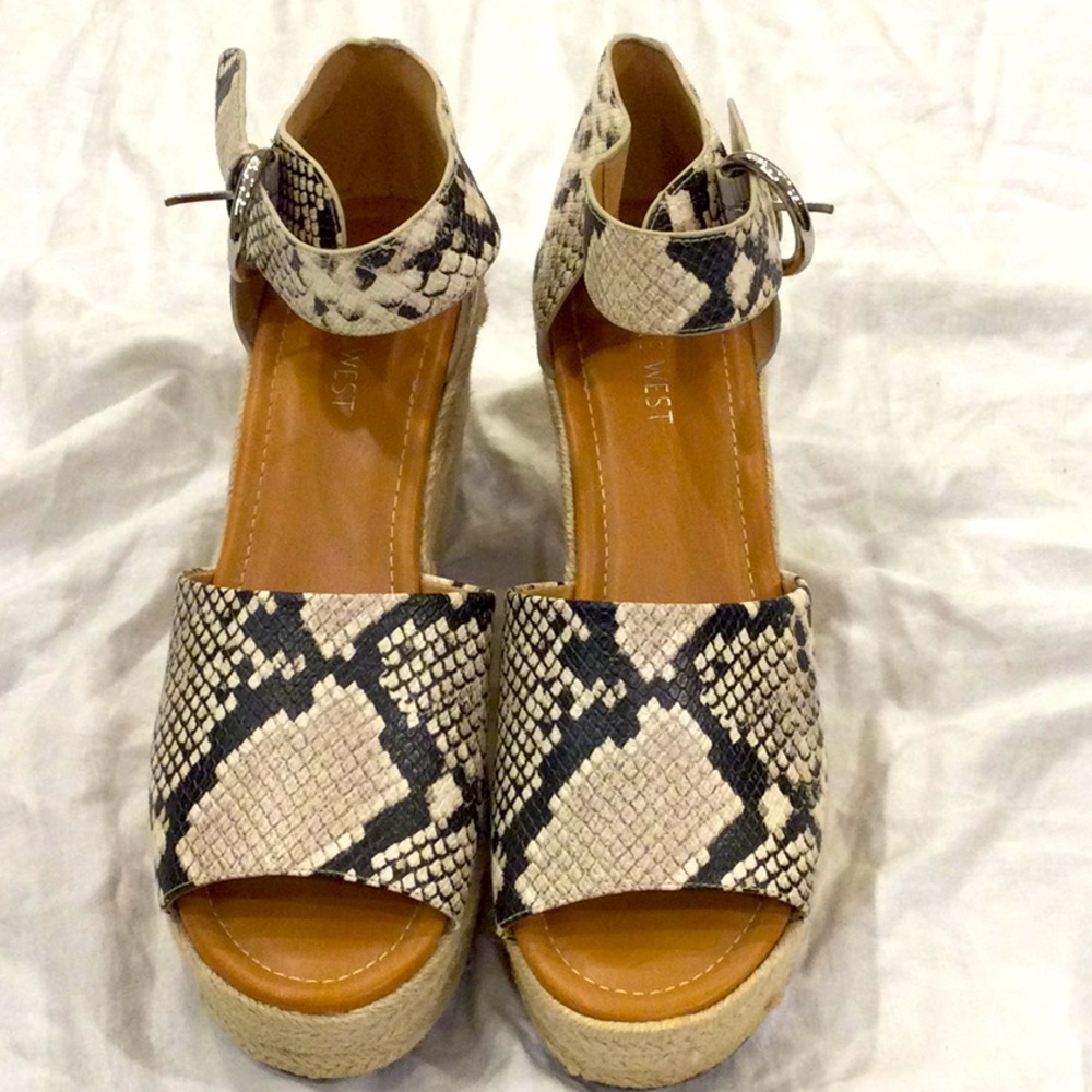 Snakeskin Print Platform Espadrille Sandals Size 9.5